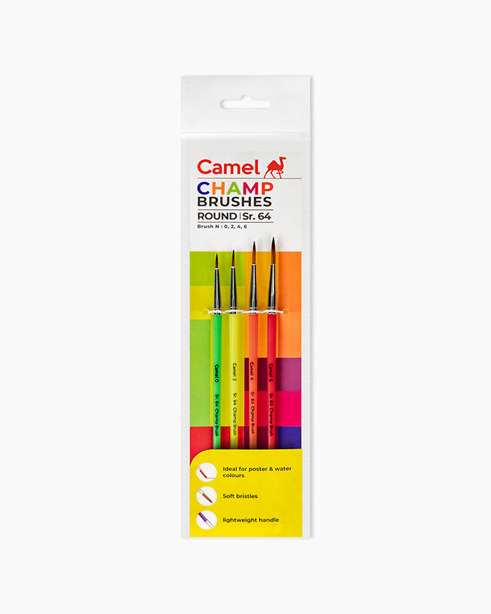 Camel Champ Brushes — Set of 4, Round (Series 64)