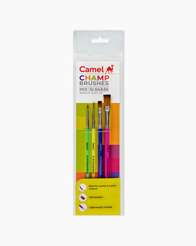Camel Champ Brushes — Set of 4, Round & Flat (Series 64/65)