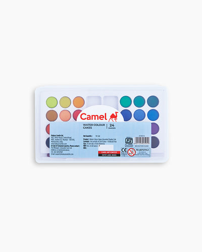 Camel Water Colour Cakes — 24 Shades, Regular Box with Brush