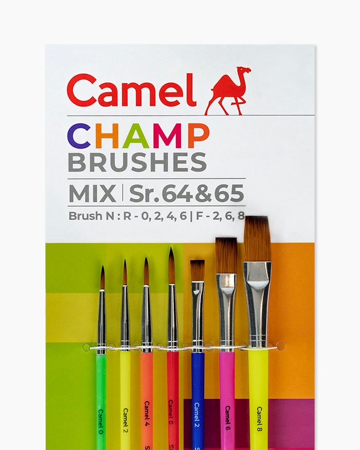 Camel Champ Brushes — Set of 7, Round & Flat (Series 64/65)