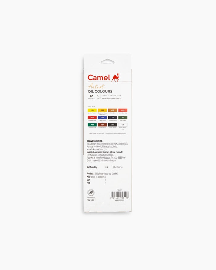 Camel Artist Oil Colours — 12 Shades x 9 ml