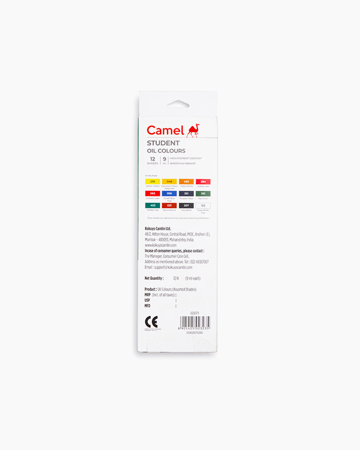 Camel Student Oil Colours — 12 Shades x 9 ml
