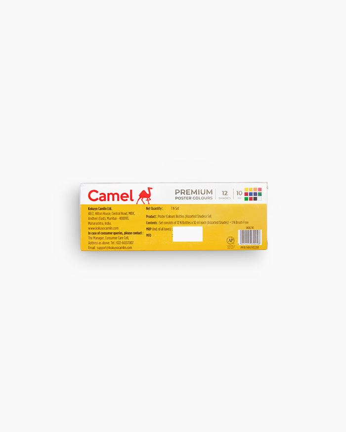 Camel Premium Poster Colours — 12 Shades x 10 ml with Brush