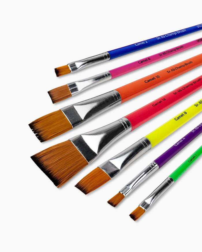 Camel Champ Brushes — Set of 7, Flat (Series 65)