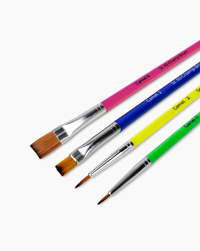 Camel Champ Brushes — Set of 4, Round & Flat (Series 64/65)