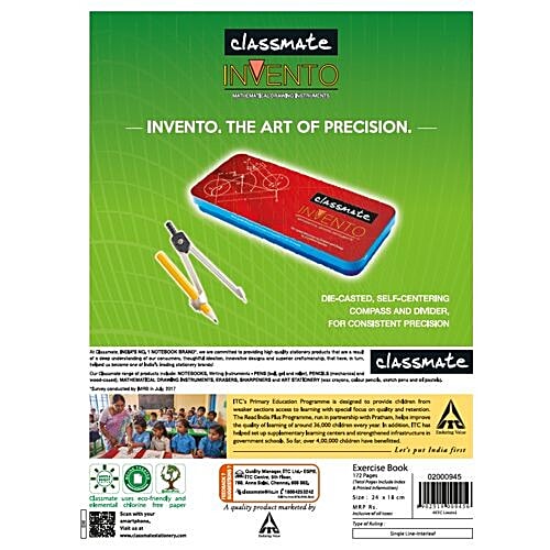 Classmate One Side Ruled One Side Plain Notebook (Interleaf) - 24 x 18 cm, 172 Pages