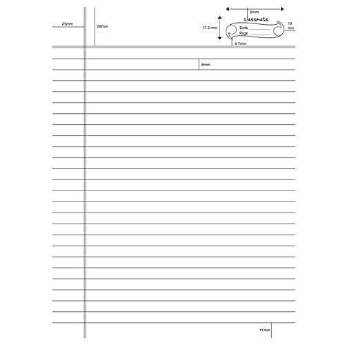 Classmate One Side Ruled One Side Plain Notebook (Interleaf) - 24 x 18 cm, 172 Pages