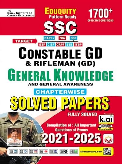 Kiran SSC Constable GD General Knowledge Chapterwise & GS Solved Papers Eduquity Pattern Ready [English Medium]