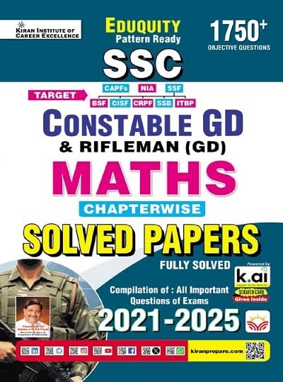 Kiran SSC Constable GD Maths Chapterwise Solved Papers Eduquity Pattern Ready [English Medium]
