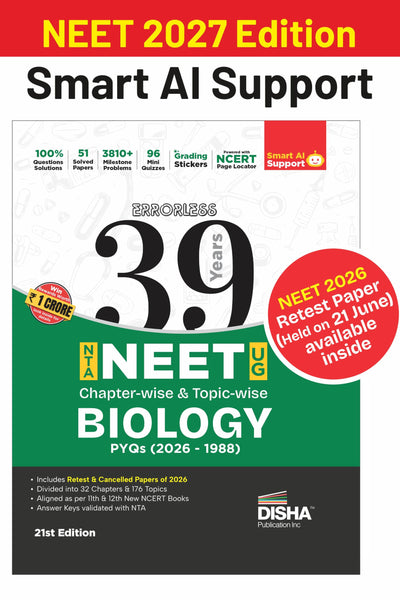 Disha Errorless 39 Years NEET Biology PYQ book cover
