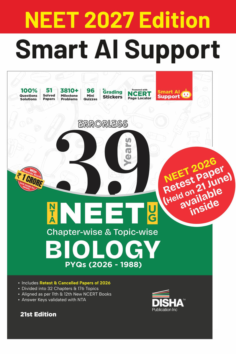 Disha Errorless 39 Years NEET Biology PYQ book cover