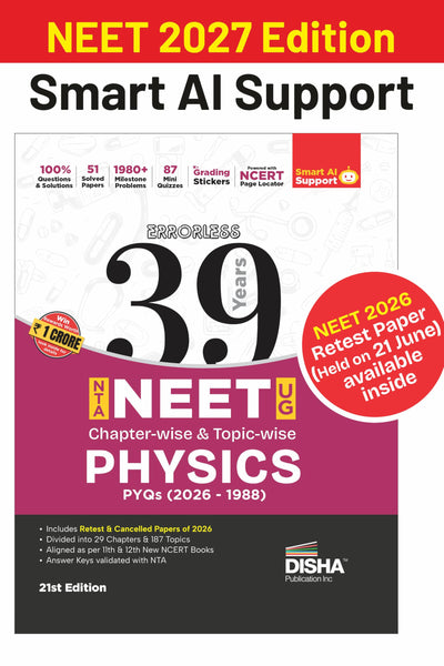 Disha Errorless 39 Years NEET Physics PYQ book cover