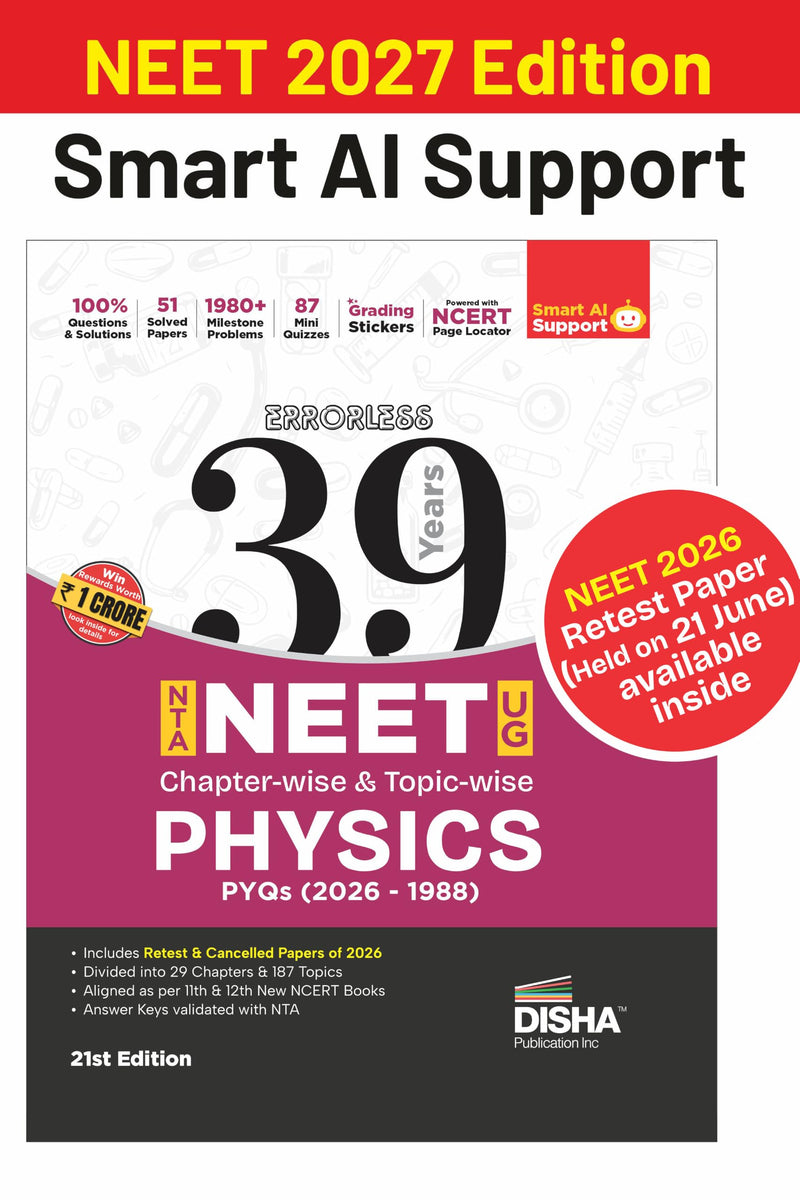 Disha Errorless 39 Years NEET Physics PYQ book cover
