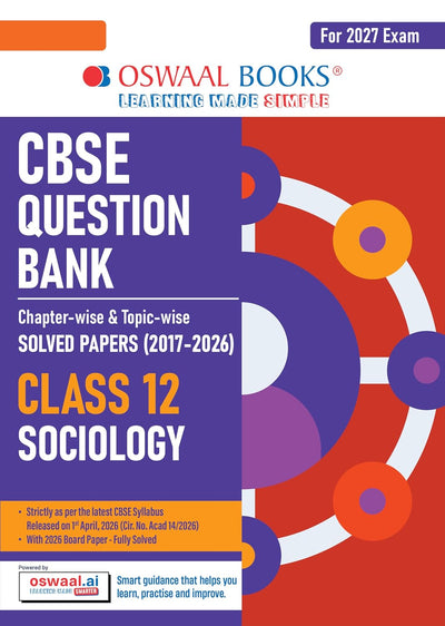 Oswaal SOCIOLOGY Question Bank Chapterwise and Topicwise Solved Papers [2026-27] - Class 12