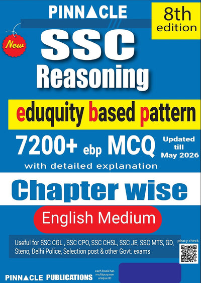 Pinnacle SSC Reasoning 7200+ EBP MCQ Chapterwise [8th Edition, English Medium]