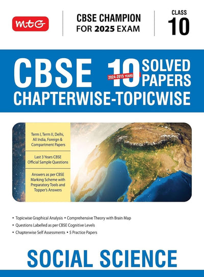 MTG CBSE 10 Years  Chapterwise Topicwise Solved Papers SOCIAL SCIENCE - CBSE Champion| Question Bank With Sample Papers | Video Solution of PYQs [2026-27]  - Class 10