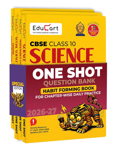 Educart SCIENCE, MATHEMATICS, SOCIAL SCIENCE & ENGLISH Language & Literature One Shot Question Bank based on new syllabus (for 2027 Exams) -  Class 10   [Set of 4 Books] - Chapterwise NCERT Qs, PYQs & Competency-Based Qs