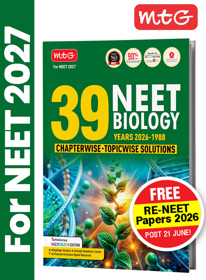 MTG NEET PYQ 39 Years Biology book cover