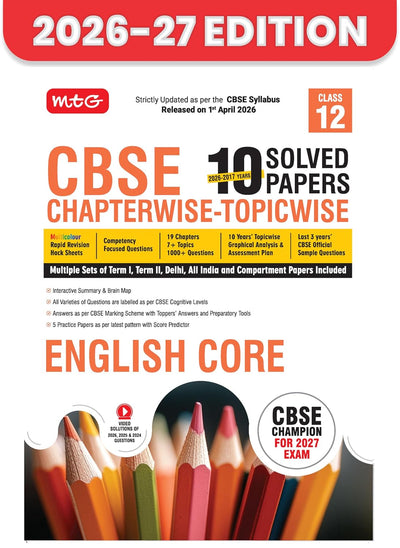 MTG ENGLISH CORE Chapterwise Topicwise Solved Papers 2026-27 Edition - Class 12