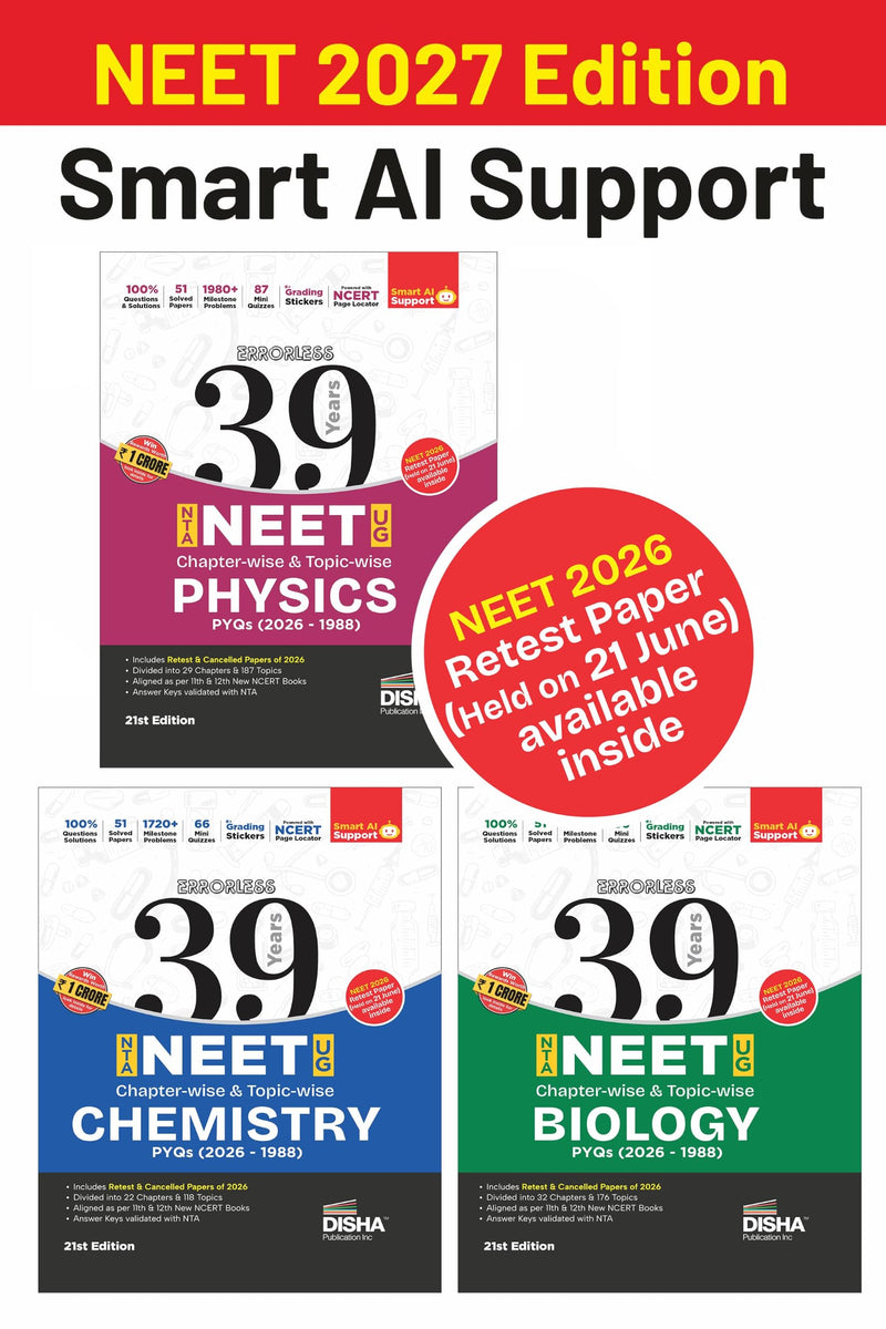 Disha Errorless 39 Years NEET PCB combo set of 3 books