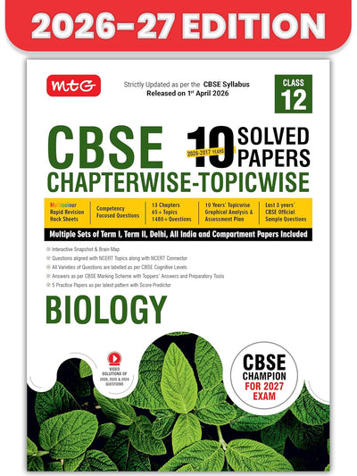 MTG BIOLOGY Chapterwise Topicwise Solved Papers 2026-27 Edition - Class 12