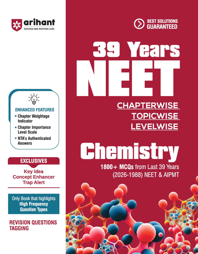 Arihant 39 Years NEET Chemistry PYQ book cover