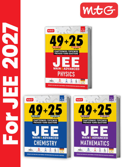 MTG 49 + 25 Years JEE Main and Advanced PYQ set of 3 books