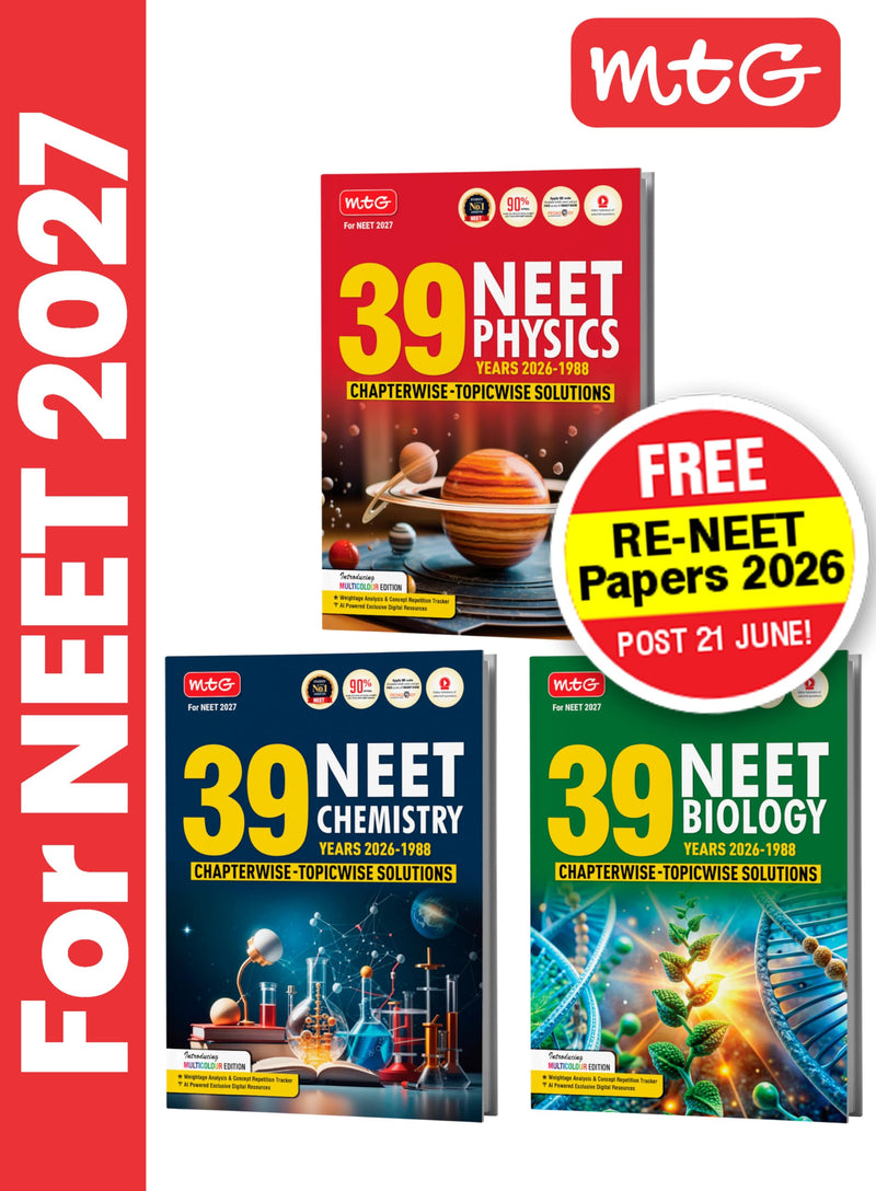MTG NEET PYQ 39 Years PCB set of 3 books
