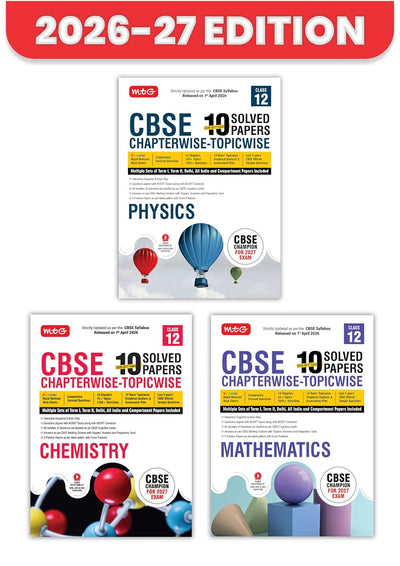 MTG CBSE Class 12 PYQs Book | 10 Years (2026-2017) Chapterwise Topicwise Solved Papers Physics, Chemistry, Mathematics (Set of 3 Books) - CBSE | CBSE Sample Papers (As Per Latest Pattern) - Class 12