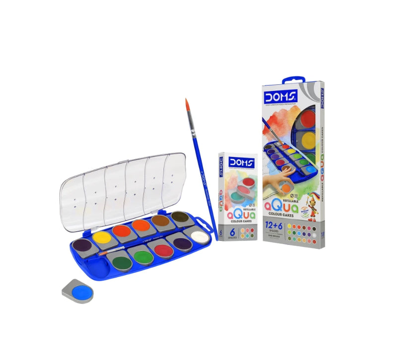 DOMS Refillable Aqua Cakes 12+6 Shades