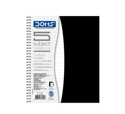 DOMS Polycover 5 Subject Wiro Notebook – 21.6x14Cm