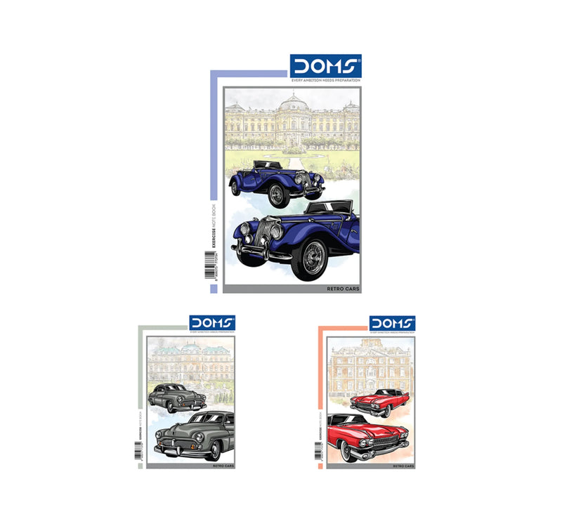 DOMS 3in1 (FL/RB/SQ) Notebook (Retro Cars Series)