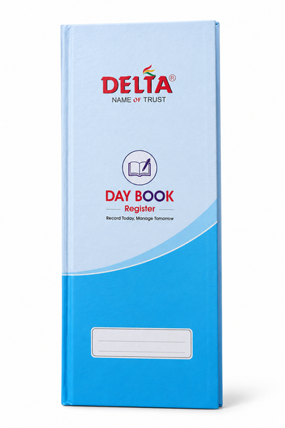 Delta Day Book Register hard bound cover in blue